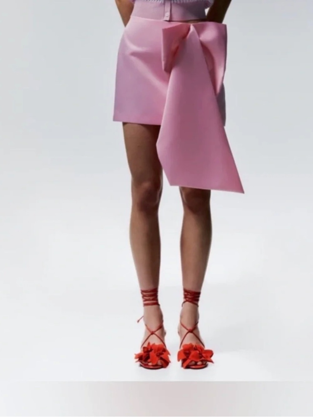 ZARA Red Floral Wrap Sandals - Picture 3 of 4